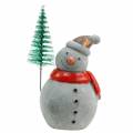 Floristik24 Figurine de Noël bonhomme de neige avec sapin gris béton, coloré 9cm - 11cm 4pcs