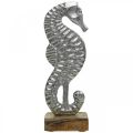 Floristik24 Hippocampe à poser, décoration mer en métal, sculpture maritime argent, couleurs naturelles H22cm