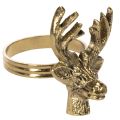 Floristik24 Rond de serviette en métal doré à motif tête de cerf, 6 cm, lot de 4
