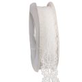 Floristik24 Ruban décoratif en coton à motif dentelle, enroulé sur un rouleau, idéal pour les loisirs créatifs et la décoration. Largeur : 25 mm. Longueur : 10 m.