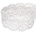 Ruban décoratif en coton à motif dentelle, enroulé sur un rouleau, idéal pour les loisirs créatifs et la décoration. Largeur : 25 mm. Longueur : 10 m. | Floristik24.be