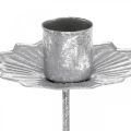 Floristik24 Bougeoir pointu à coller, décoration de l&#39;Avent, chandelier argent, aspect antique Ø7cm