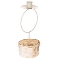 Floristik24 Bougeoir avec base en bois de bouleau et anneau en métal, 20 cm