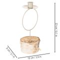 Bougeoir avec base en bois de bouleau et anneau en métal, 20 cm | Floristik24.be
