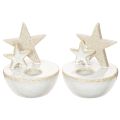 Floristik24 Bougeoirs en céramique en forme d'étoile, décoration de Noël, 11 cm, lot de 2