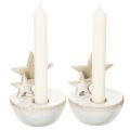 Bougeoirs en céramique en forme d'étoile, décoration de Noël, 11 cm, lot de 2 | Floristik24.be