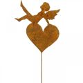 Floristik24 Piquet de jardin décoration patine coeur ange de Noël 14,5cm