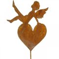 Floristik24 Piquet de jardin décoration patine coeur ange de Noël 14,5cm