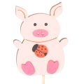 Décoration florale en forme de petit cochon, en bois, 31 cm, lot de 16. | Floristik24.be