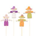 Floristik24 Décorations d'épouvantails en bois, couleurs assorties, 30 cm, lot de 12