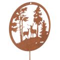 Floristik24 Piquet de jardin rond couleur rouille, silhouette de cerf, décoration forêt, 53 cm, lot de 2