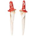 Floristik24 Figurine de nain à coller, avec longue barbe et chapeau champignon, décoration, 17 cm, 2 pièces