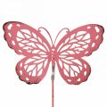 Floristik24 Piquet de jardin papillon métal rose H30cm 6pcs