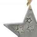 Floristik24 Étoiles de Noël suspendues en béton gris-argent 11,5cm 3pcs
