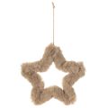 Étoile décorative suspendue en fausse fourrure, 21 cm, lot de 4 | Floristik24.be