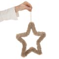 Décoration décorative en fausse fourrure en forme d'étoile à suspendre, 30 cm, lot de 3 | Floristik24.be