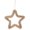 Décoration décorative en fausse fourrure en forme d'étoile à suspendre, 30 cm, lot de 3 | Floristik24.be