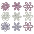 Floristik24 Fleurs en bois parsemée décoration fleurs violet/rose/blanc Ø3.5cm 48p