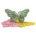 Floristik24 Shaker papillon en bois décoration à saupoudrer colorée 4,5×3cm 48pcs