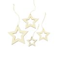 Floristik24 Étoiles en bois décoration décoration cintre étoile en bois naturel 6/8/10/12cm 16 pièces