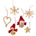 Floristik24 Ensemble de 30 décorations de Noël en paille, figurines et étoiles de 6 cm, pour sapin.
