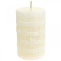 Bougies rustiques, bougies en cire blanche, modèle de panier de bougies pilier 110/65 2pcs