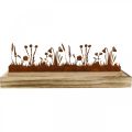 Floristik24 Plateau en bois prairie printanière, décoration de Pâques, plateau décoratif rouille noble 35 × 15cm