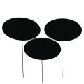 Floristik24 Tableau noir ovale bouchons décoratifs noirs bois métal 10x6cm 12pcs