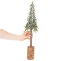 Sapin artificiel, finition givrée, avec socle en bois, décoration hivernale, 60 cm | Floristik24.be