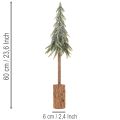 Sapin artificiel, finition givrée, avec socle en bois, décoration hivernale, 60 cm | Floristik24.be