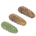 Floristik24 Décoration de table en céramique en forme de pomme de pin, automne, 14 cm, lot de 3.