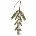 Floristik24 Branche de sapin artificielle avec mini boules de Noël blanches, 46 cm, 2 pièces