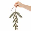 Branche de sapin artificielle avec mini boules de Noël blanches, 46 cm, 2 pièces | Floristik24.be