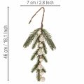 Branche de sapin artificielle avec mini boules de Noël blanches, 46 cm, 2 pièces | Floristik24.be