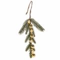 Floristik24 Branche de sapin artificielle avec mini boules de Noël dorées, 46 cm, 2 pièces