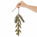 Branche de sapin artificielle avec mini boules de Noël dorées, 46 cm, 2 pièces | Floristik24.be