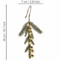 Branche de sapin artificielle avec mini boules de Noël dorées, 46 cm, 2 pièces | Floristik24.be
