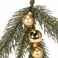 Branche de sapin artificielle avec mini boules de Noël dorées, 46 cm, 2 pièces | Floristik24.be