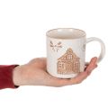 Mug en céramique décoré d'une maison et de motifs en relief, 9 cm | Floristik24.be