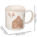 Mug en céramique décoré d'une maison et de motifs en relief, 9 cm | Floristik24.be