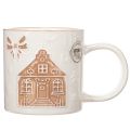 Mug en céramique décoré d'une maison et de motifs en relief, 9 cm | Floristik24.be