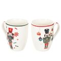 Floristik24 Mug de Noël décoré d'un casse-noisette et d'une canne de Noël, 10 cm, lot de 2
