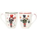 Mug de Noël décoré d'un casse-noisette et d'une canne de Noël, 10 cm, lot de 2 | Floristik24.be