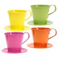 Floristik24 Tasses à assiettes en métal coloris assortis Ø9cm H8cm 6pcs