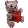 Floristik24 Bouchon décoratif ours avec coeur, Saint Valentin, bouchon de fleur paillettes 9pcs