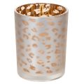 Floristik24 Porte-bougie chauffe-plat en verre à motif léopard, 12 cm