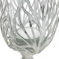 Floristik24 Lanterne métal blanc, photophore fleur Ø13cm H30cm