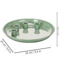 Plateau à bougies en forme de couronne de l'Avent verte avec quatre bougeoirs de 24 cm | Floristik24.be