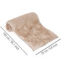Chemin de table beige avec surface en fausse fourrure et bordure en fourrure, 24 x 140 cm | Floristik24.be