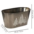 Pot de fleurs ovale orné d'un sapin en relief, 25 cm | Floristik24.be